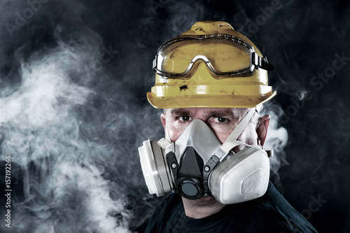 Man wearing respirator