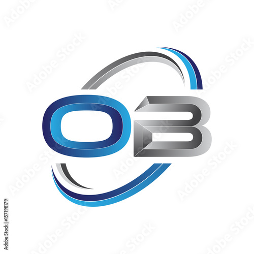 Simple initial letter logo modern swoosh OB