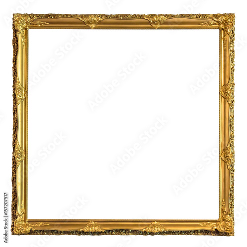 Square decorative golden picture frame