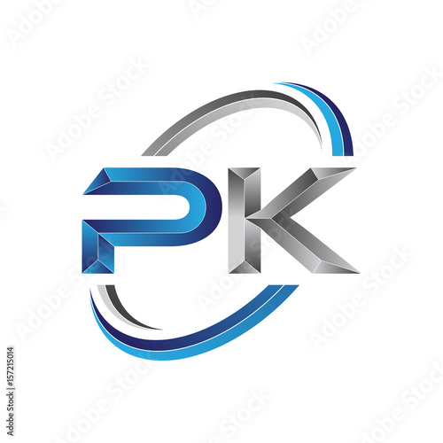 Simple initial letter logo modern swoosh PK