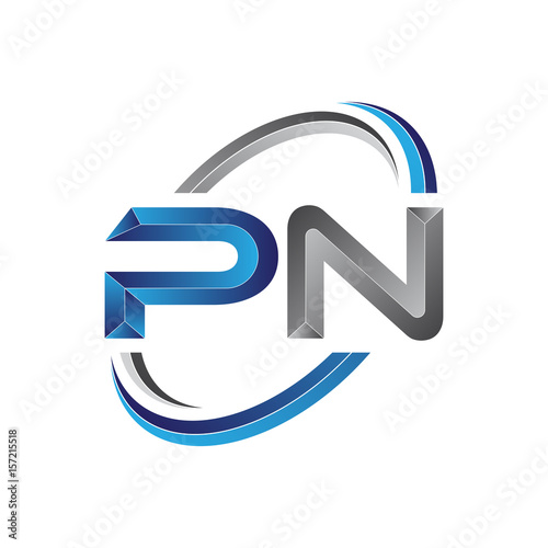 Simple initial letter logo modern swoosh PN