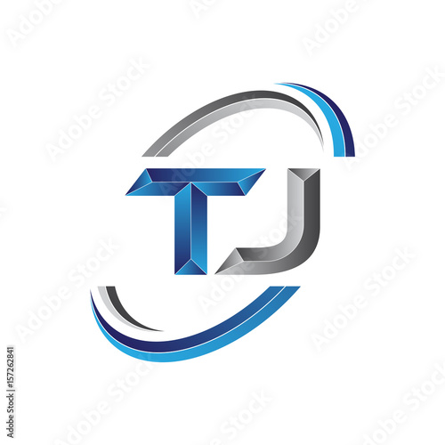 Simple initial letter logo modern swoosh TJ