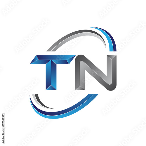 Simple initial letter logo modern swoosh TN