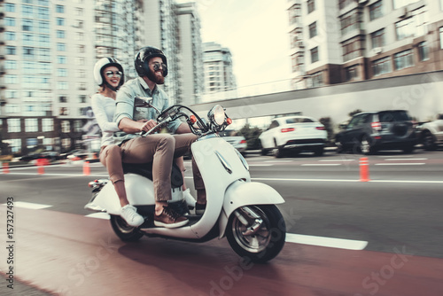 Couple on scooter