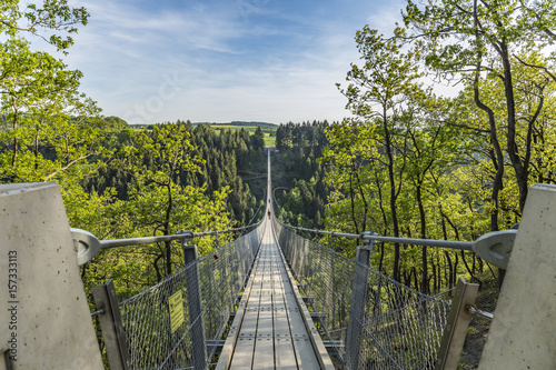 Geierlay, view to a large suspension bridge