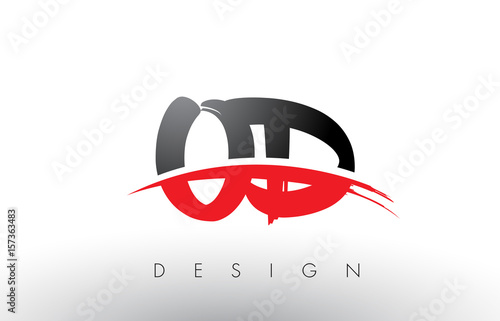 OD O D Brush Logo Letters with Red and Black Swoosh Brush Front