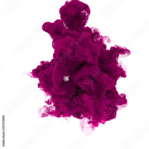 purple ink in water on isolated white in 3D rendering