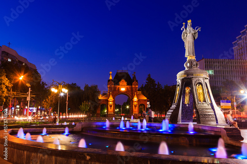 Krasnodar triumphal arch at night