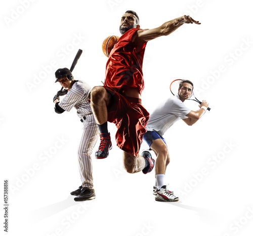 Multi sport collage baseball tennis bascketball