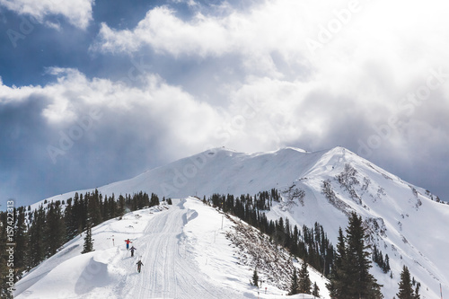 hiking up the aspen highlands bowl