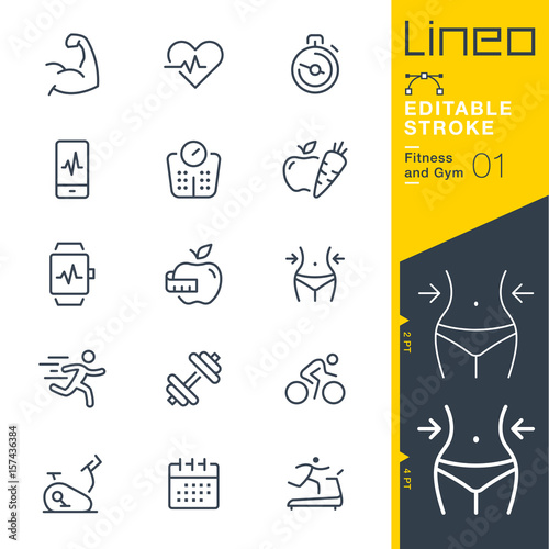 Lineo Editable Stroke - Fitness and Gym line icons Vector Icons - Adjust stroke weight - Expand to any size - Change to any colour