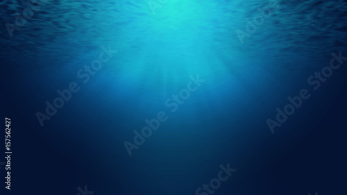 Sunbeams and Sea deep or ocean underwater as a background.