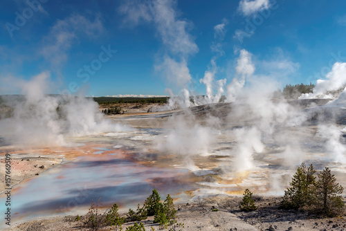 Fantastic view at Valley of Geysers in Yellowstone National Park.