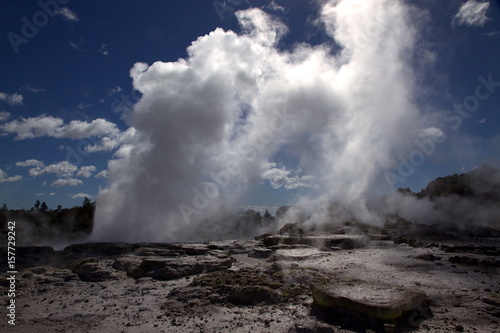 Impressive geyser of Pohutu - the main geyser of the Rotorua, New Zealand