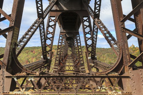 Steel construction of the Kinzua Bridge, a former railway bridge of the Erie Railroad in McKean County, Pennsylvania, USA, which collapsed in 2003 due to a tornado.