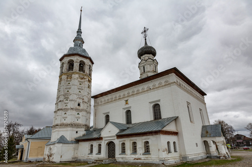 SUZDAL, RUSSIA - APRIL 28, 2017: The Church of the Kazan Icon of the Mother of God on the Market Square next to the Trade Rows. Built in 1739 