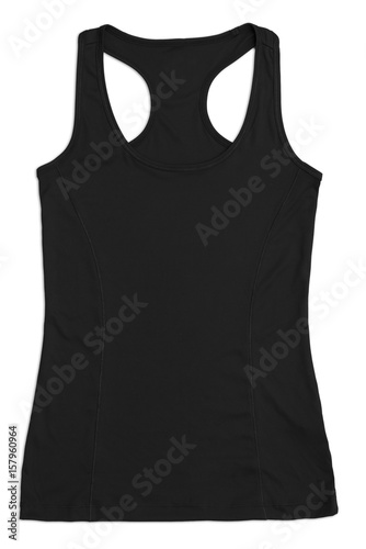 women's black racerback sports top, isolated on white backgorund