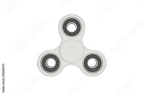 Blank white fidget spinner. Very popular toy. 3d render illustration.