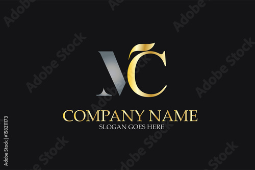 MC Letter Logo Design in Golden and Metal Color