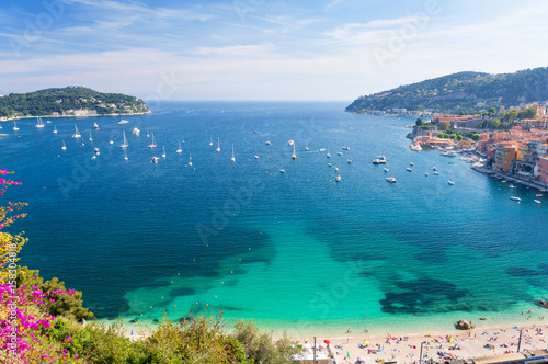 View of luxury resort and bay of Cote d`Azur in France