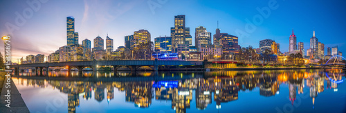 Melbourne city skyline at twilight