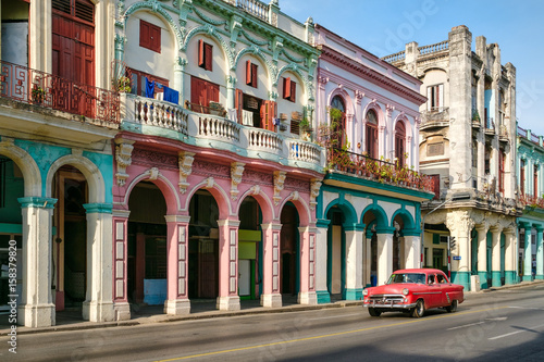 Urban scene in a colorful street in Old Havana