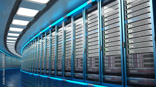 Modern datacenter. Cloud computing. 3d rendering