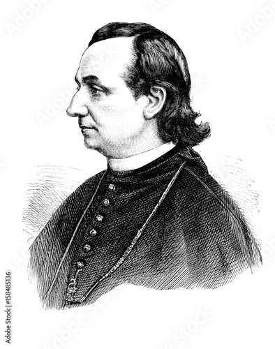 Portrait of Gaspard Mermillod, bishop of Lausanne and Geneva engraving from XIX century