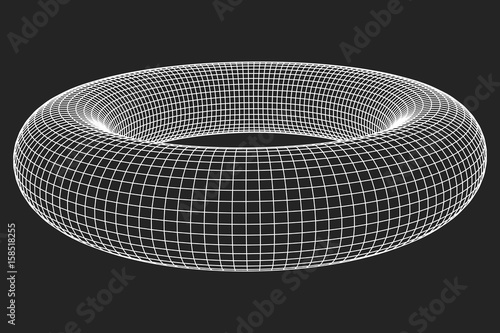 Abstract wireframe torus donut. Vector technology background. Connection design template.