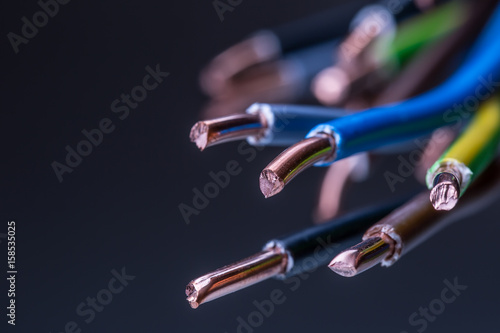 Group of colored electrical cables - studio shot.