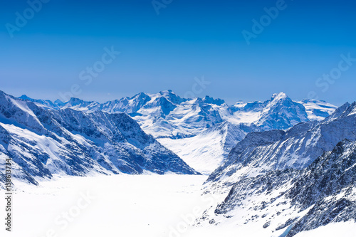 Beautiful Snow Alps Mountain, view from Jungfraujoch station, Switzerland.