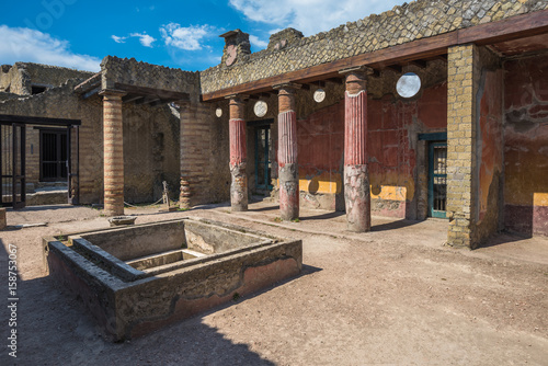 Ruins of Herculaneum, ancient roman town destroyed by Vesuvius eruption