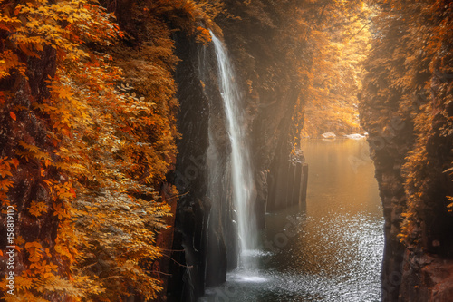 Takachiho gorge autumn season at Miyazaki , Japan