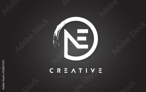 NE Circular Letter Logo with Circle Brush Design and Black Background.