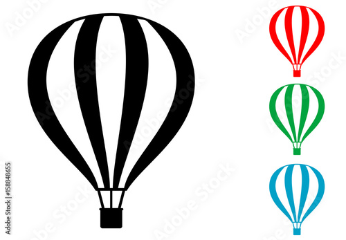 Icono plano globo aerostatico varios colores