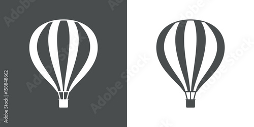 Icono plano globo aerostatico gris y blanco