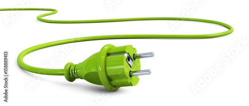 Green power plug lying on the floor