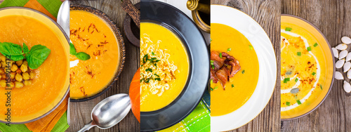 Spicy Pumpkin, Carrot Soup with Chickpeas and Curry