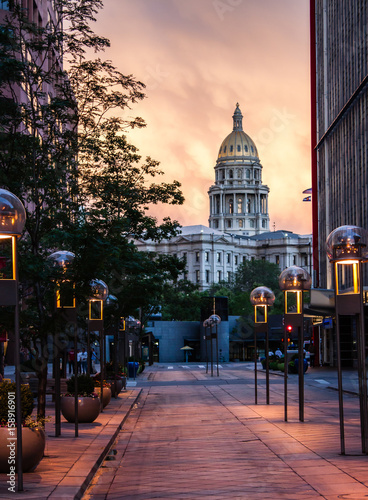 Denver 16th St and Colorado State Capital building