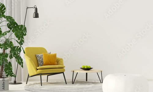 Colorful interior with a yellow armchair