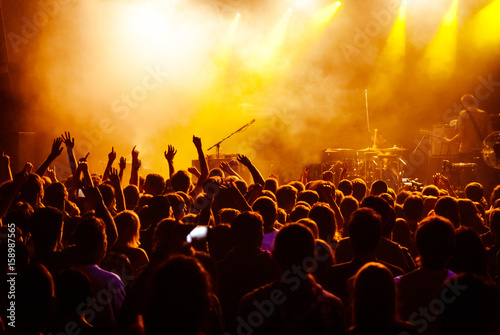 crowd with raised nands during concert