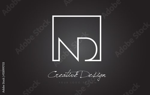 ND Square Frame Letter Logo Design with Black and White Colors.