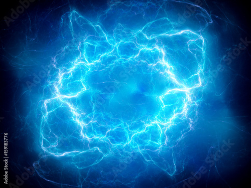 Blue glowing plasma lightning