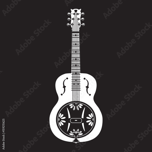 Vector flat illustration of dobro, american resonator guitar