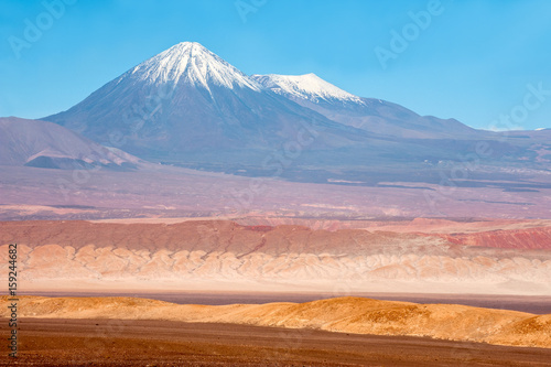 Volcanoes Licancabur and Juriques, Moon Valley, Atacama, Chile