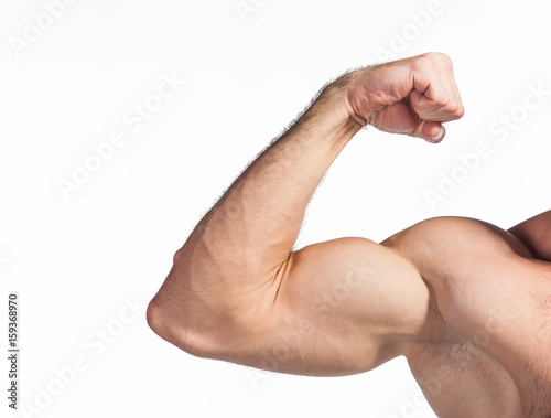 Strong man flexing his arm