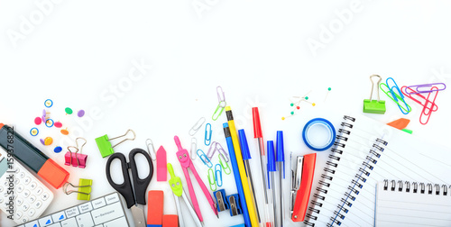 Office - school supplies on white background