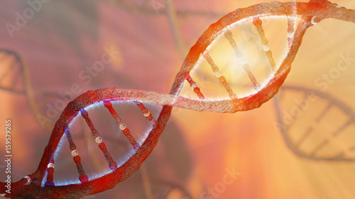 DNA strand helix concept, DNA research CRISPR gene editing, chromosome representation, 3D rendering