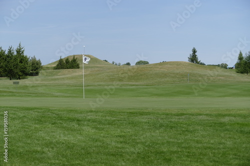 empty golf playground with green grass
