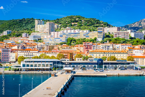 Ajaccio, Corsica, France coastal skyline.